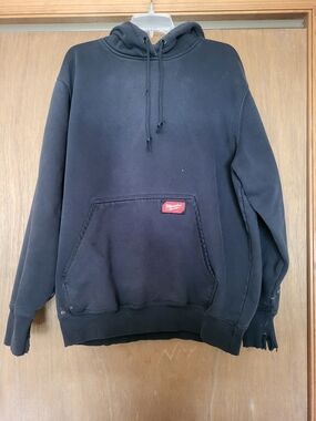 Heavyweight Black Pullover Milwaukee Hoodie for Men, L